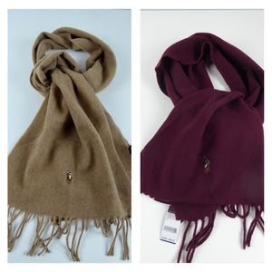 Polo Ralph Lauren Virgin Wool Fringed Scarf Bundle